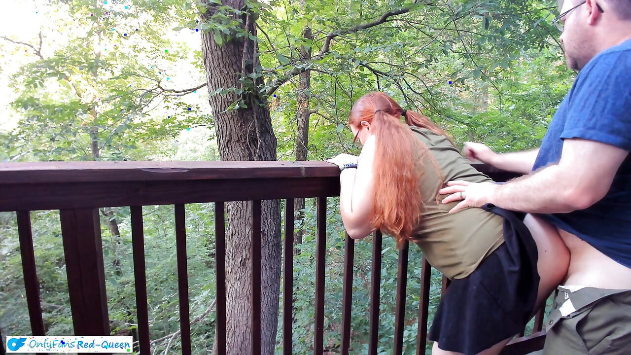 Sneaking Risky Public Trail Sex with a Redhead with Pigtails