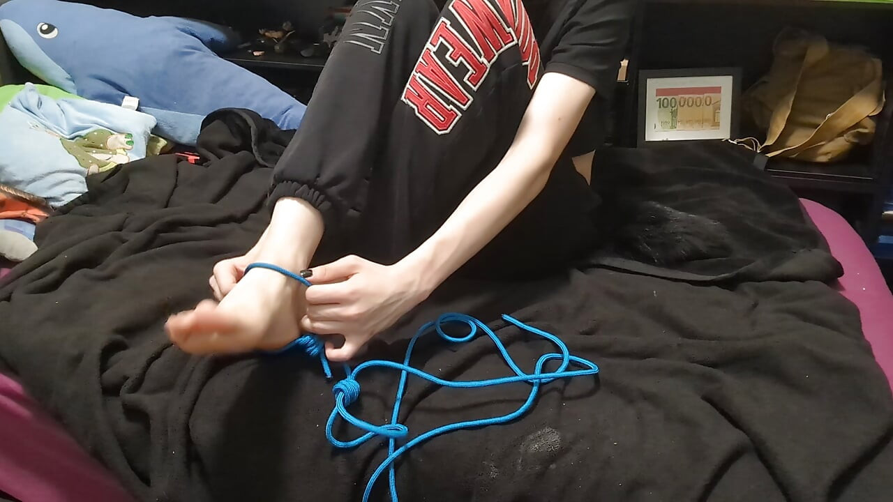 little bit of hogtie struggling