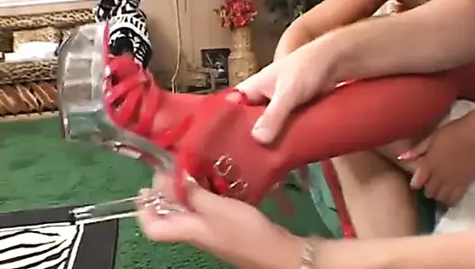 Barefoot slut gets her tight pussy pounded