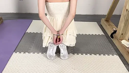 Self-mouth with Shredded Meat and White Socks and Masturbation