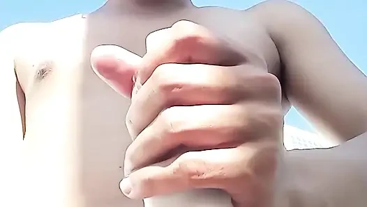 Asian Boy Morning Outdoor Masturbation