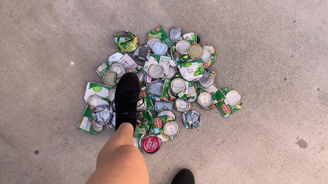Crushing Cans in Sneakers