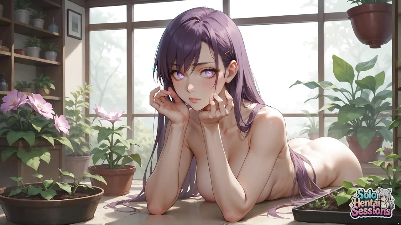 Dewi rambut violet menyerupai kopi pagi-pagi di tempat suci berjemur