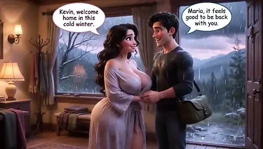 Kevin Finds Passion with His Stepmother During a Long Winter Absence (ai Generated)