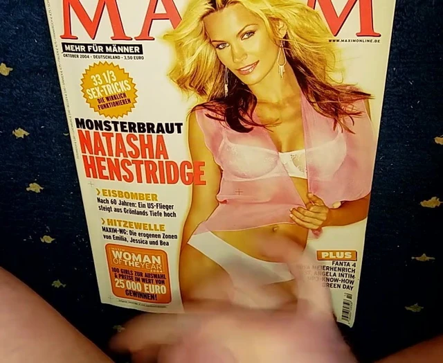 cum tribute for Natasha Henstridge on Maxim Magazine