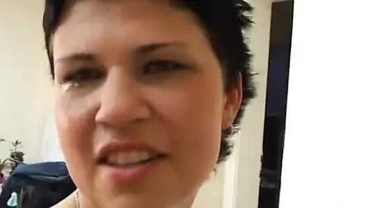 Big Dick Guy Gets His Dick Sucked by a Pretty Whore with Cute Short Hair