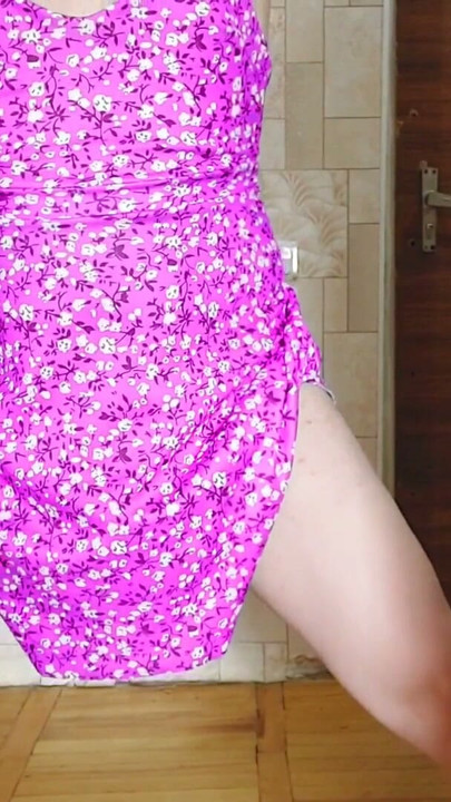 Pink Sexy Sissy Dress White Legs | Clip 1