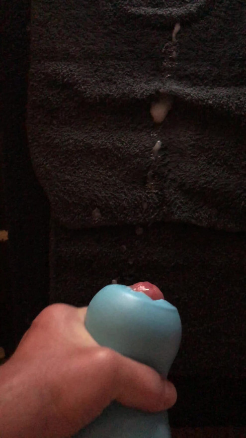 Big cumshot after long toy fuck edging