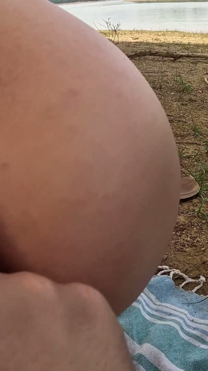 AlmaSol Vlogger at French Nudist Beach Sees a Guy Jerking Off and Sucks His Cock Until He Cums | Clip 1