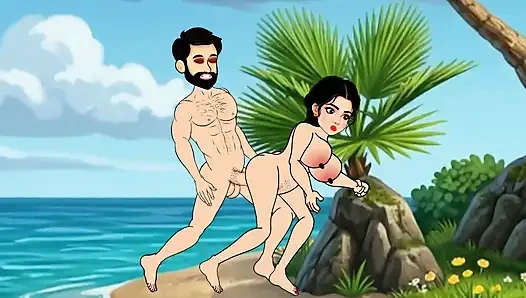 The husband and wife sat in the boat and went to the sea and there the husband fucked his wife with a big penis, a beautiful wife with big boobs.