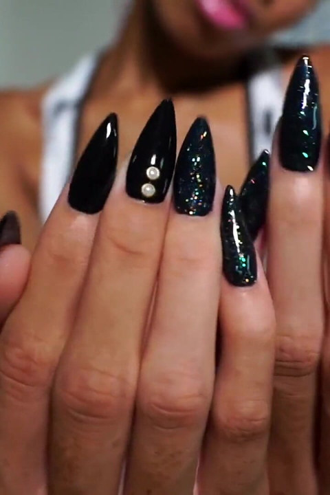 Long Black Pointy Nails Tease & JOI- Goddess Rosie Reed Teases with Long Black Nails- 1080p HD