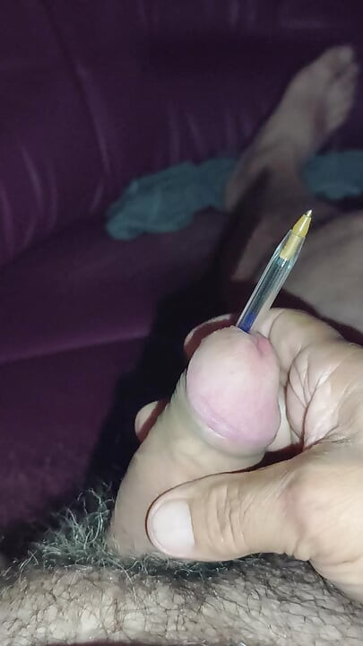 Masturbation with pen