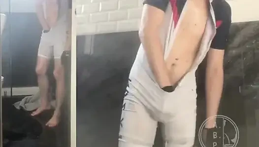 This Young Cyclist Boy Made It to the Bathroom but Still Wets Himself as He Can't Hold Pee Any Longer