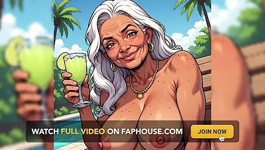 Sexy MILFs Topless Poolside Art