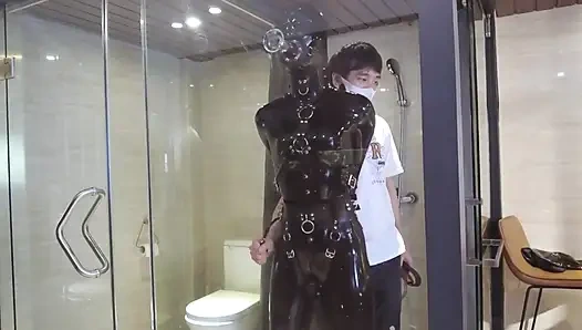 Mz20 - the Girl in Latex Clothing Locked in a Glass Room