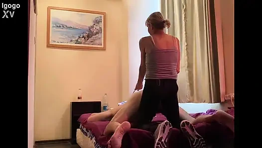 Mistress Domites Fer Slave with Strapon in His Ass