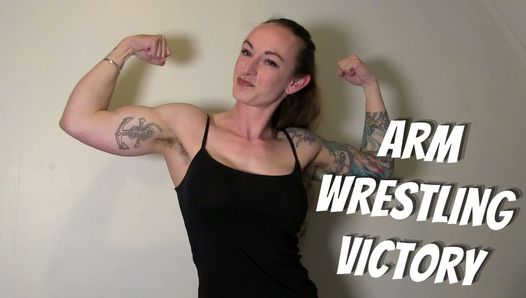 Muscular GF’s Arm Wrestling Victory - full video on ClaudiaKink ManyVids!