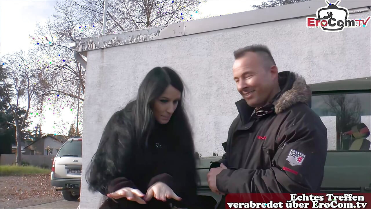 Skinny German teen slut persuaded to have sex on the street