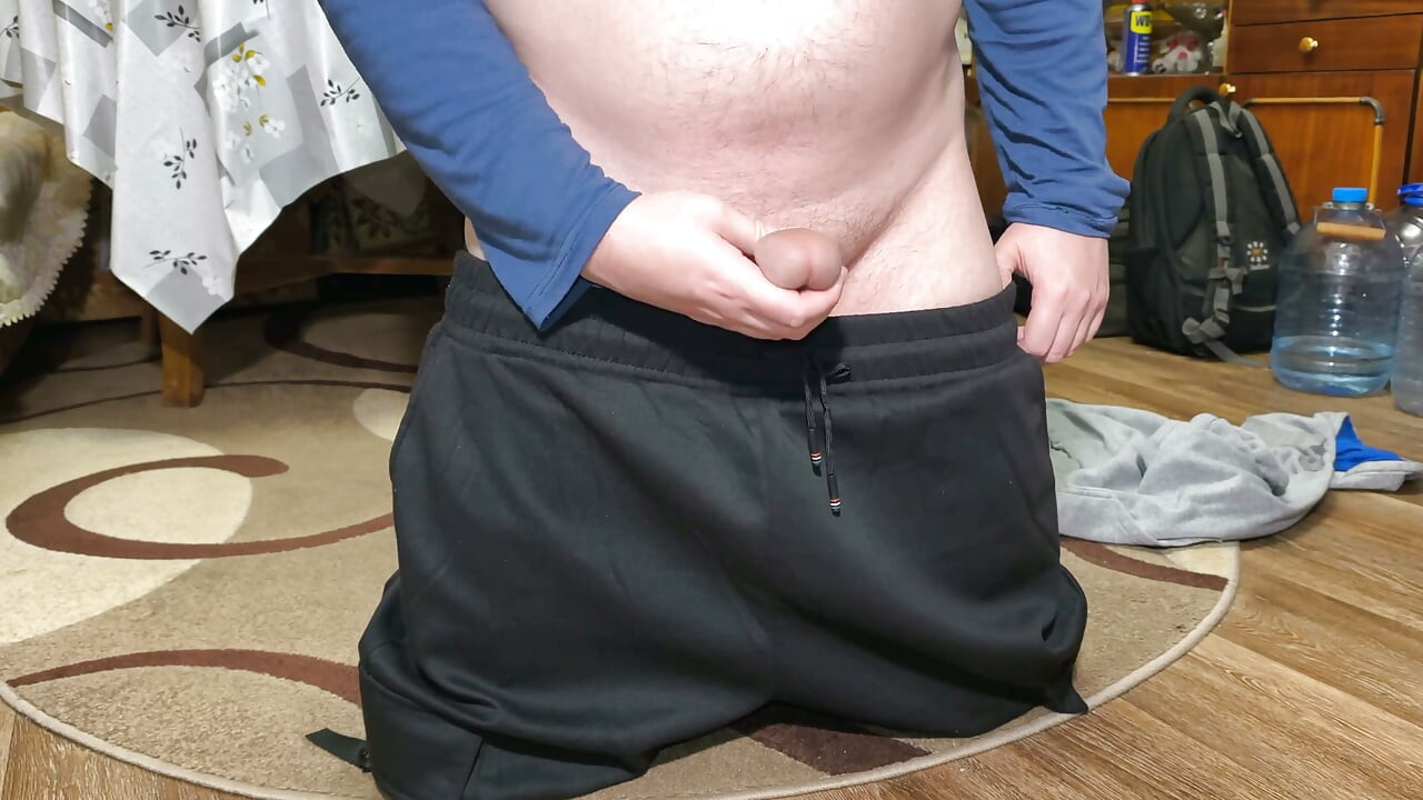 Intense Kneeling Handjob Clothes Thrown Everywhere