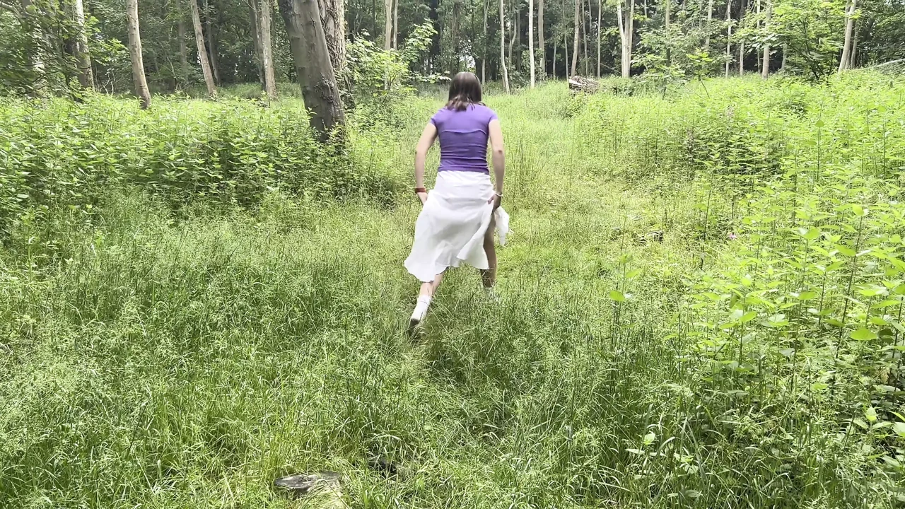 Outdoors 'I bet you'd like to fuck me'. Dancing with a dress.