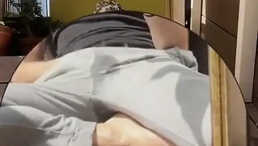 Amateur Boy Wets His Grey Sweatpants