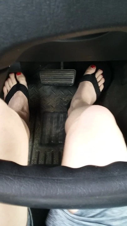 Secretly driving in girly sandals