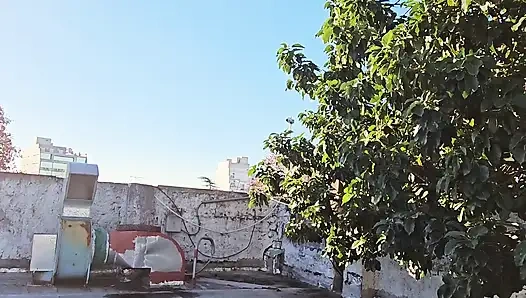 Almost Caught having Sex with Shameless Big Boobs Girl on Public Terrace