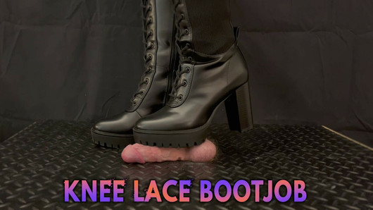 Schwanzquetschen & Bootjob in sexy schwarzen Spitzen-Kniestiefeln mit Tamystarly - CBT, Ballbusting, Schwanzquetschen, Trampeln