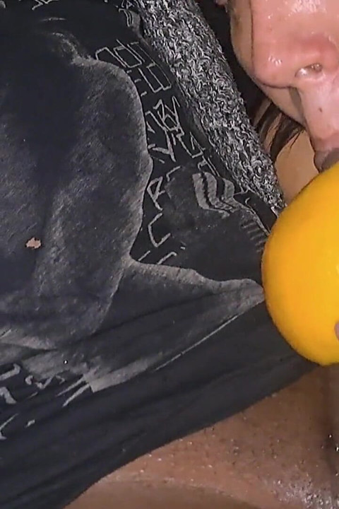 Giving BBC Amazing Grapefruit Blowjob Stroking His Cock Moaning and Groaning