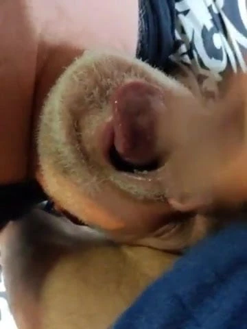 Silver daddy gets his tongue coated