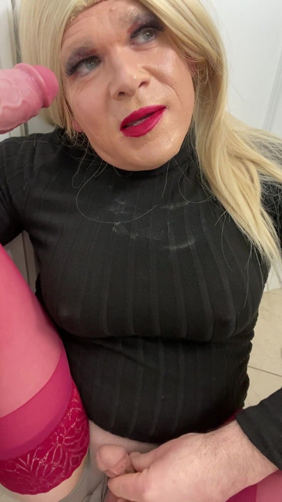 Sissy transgender sexy femboy crossdressing slut sucks cock and talks to milf stepmom about how she will show him how to give BJ | Clip 2