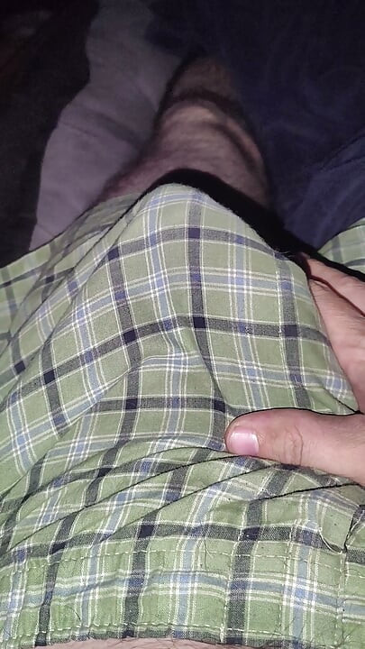 Messy cum shot in green boxers
