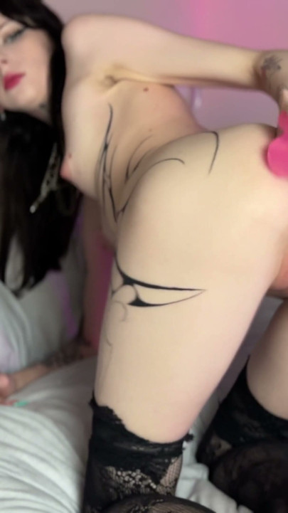 Cute Teen Goth Girl fucks her Anal and gapes her tight asshole | Clip 1