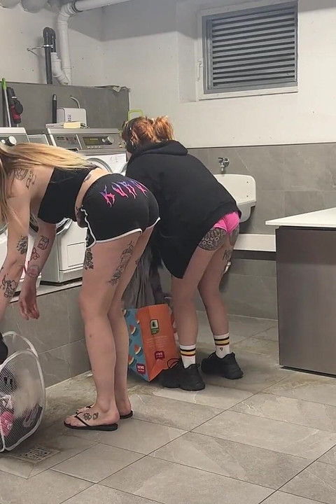 Two Big Girls in the Laundromat