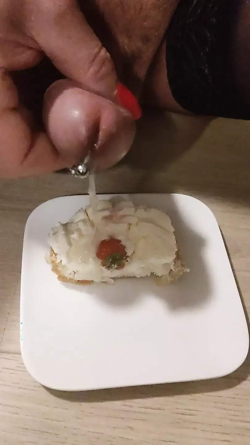 Cuckold eats his own cum today