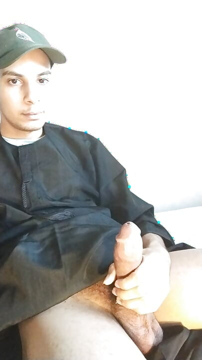 Arab daddy with a mustache shakes his big cock