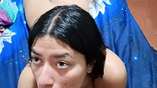 My Innocent Young Stepdaughter Learning to Suck Cock and I Cum on Her Face