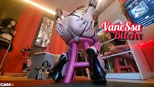 I Love Milking This Slut. Bodystring, Eiffel Tower Dildo in the Ass. Pin...
