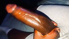 Stroking Big Black Dick (BBC) With Oil While In Bed Relaxing After Shower