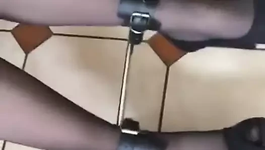 Portable Stocks porn video – on the floor in heels and stocks