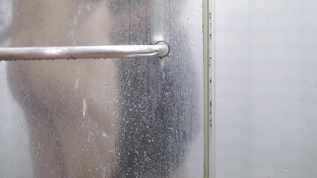 Big Ass Asian Girl wearing Silk Satin dress fuck in shower