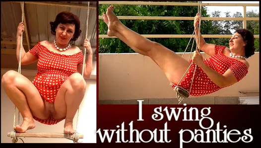 Depraved housewife swinging without panties on a swing FULL