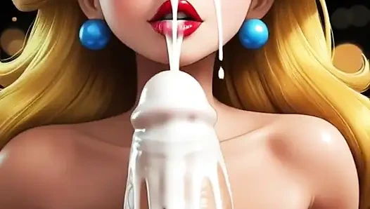 Lustige blondine hat spaß mit einem riesigen schwanz (Ai-animation)