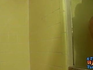 Skinny Jay Marx stroking straight cock in shower solo