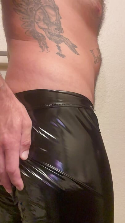 Horny in pvc pants