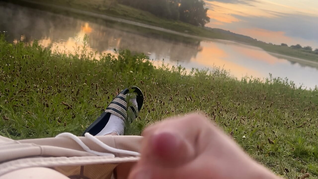 Playing in the morning at a public lake