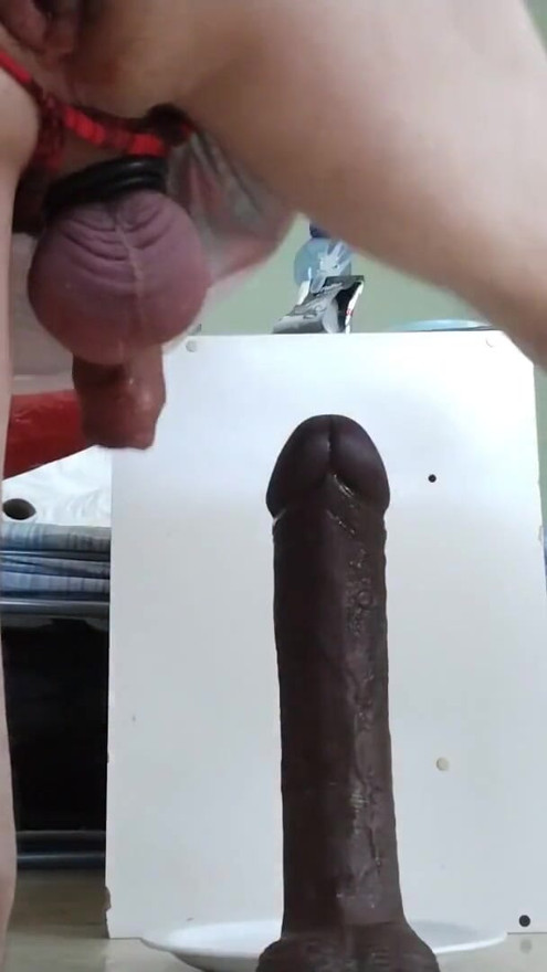 Crossdresser gay fuck with big dildo | Clip 1
