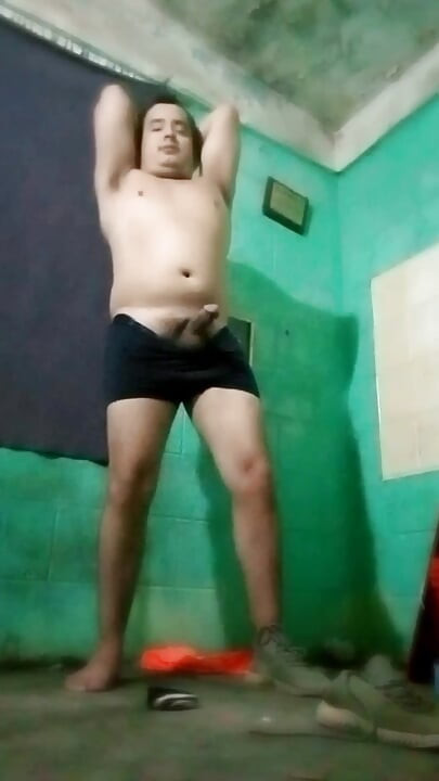Jesus in boxer without shirt Pulling his penis