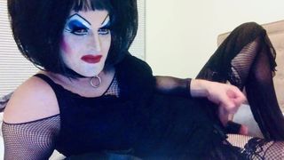 Heavy Makeup Sissy SlutDebra strokes herself for web fans