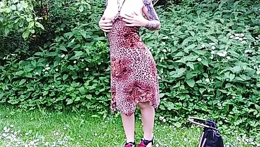In the Middle of the Forest a Horny Slut Fills All the Holes